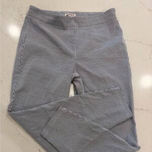 Nannette Blue and White Pinstriped Pull-On Pants